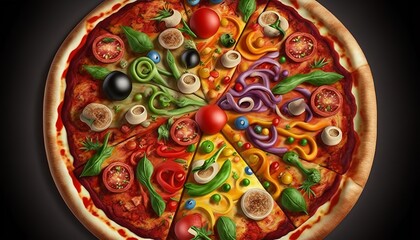 Fototapeta premium A colorful veggie pizza with a variety of fresh vegetables