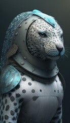 Stylish Futuristic Animal leopard seal Combat Armor: A Cute and Cool Designer Exosuit with Energy Shield and Nanotech Enhancements for High-Tech Battle in Wildlife and Sci-Fi Settings (generative AI)