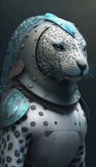 Obraz premium Stylish Futuristic Animal leopard seal Combat Armor: A Cute and Cool Designer Exosuit with Energy Shield and Nanotech Enhancements for High-Tech Battle in Wildlife and Sci-Fi Settings (generative AI)