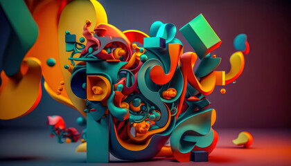 Obraz premium Vibrant Abstract Geometric Wallpaper