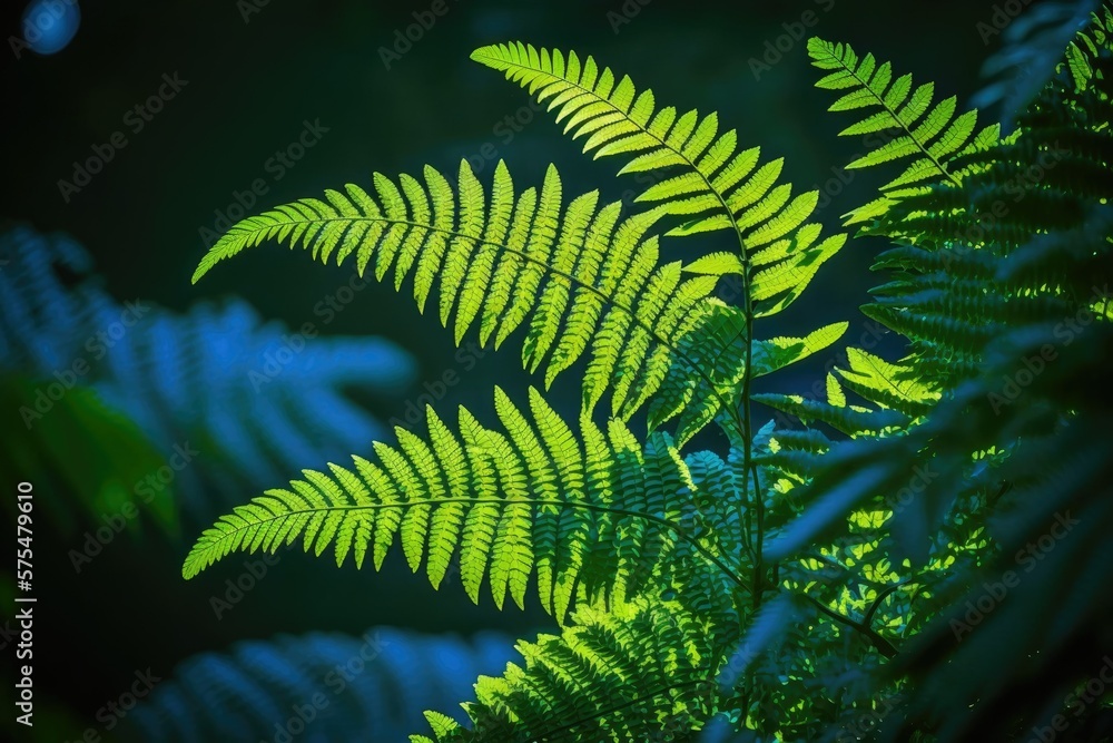 Wall mural the ferns of bali's jungle. foliage of ferns, green and beautiful. beautiful ferns in their natural 