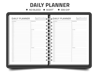 Daily planner logbook or notebook templates kdp interior 