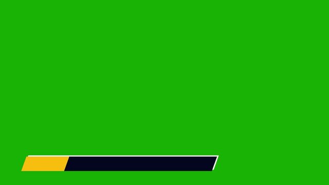 Simple, thin, 2d lower third with navy blue and tiny light yellow on green background, parallelogram banner