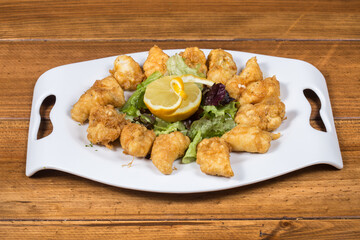 Batter-dipped prawns