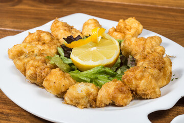 Batter-dipped prawns