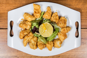 Batter-dipped prawns