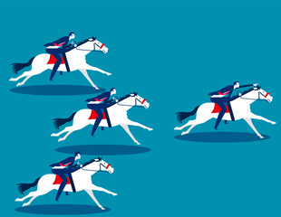 Riding horse leading group of colleagues. Business Leader vector illustration