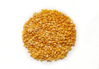 Close up of pile of pigeon pea pulse split seeds