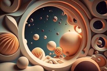 Obraz premium Cyperspace 3D Background, Weltall und Raumfahrt Wallpaper 3d. 