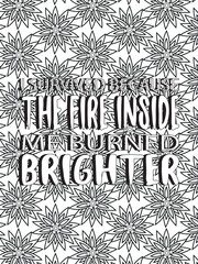 Strong woman quotes Flower Coloring Page 
Beautiful black and white illustration for adult coloring book