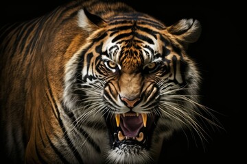 Fototapeta premium Raging ferocity of a tiger. Generative AI