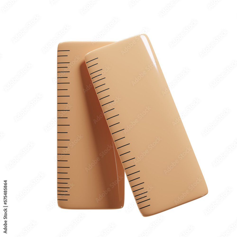Aufkleber ruler icon with cartoon style for website design presentation. 3d rendering education icon concept