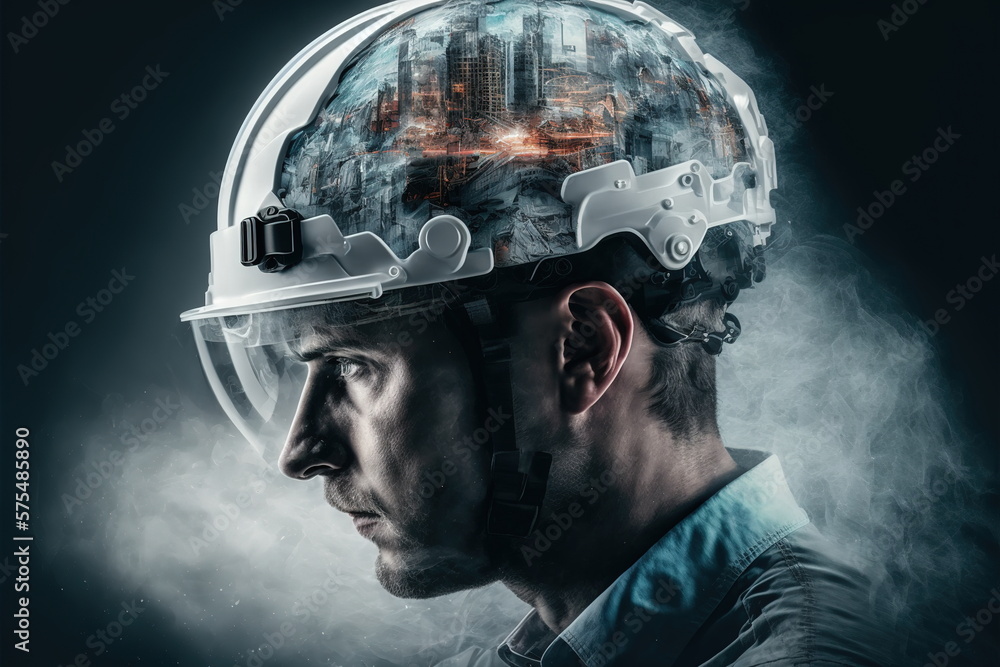 Poster technological engineer portrait ensuring high-quality and precise production quota on factory assemb