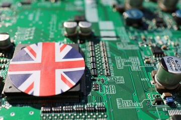 Semiconductor printed circuit board. Concept: British semiconductor industry.