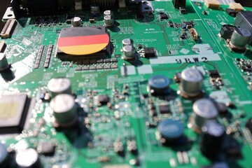 Semiconductor printed circuit board. Concept: German semiconductor industry.
