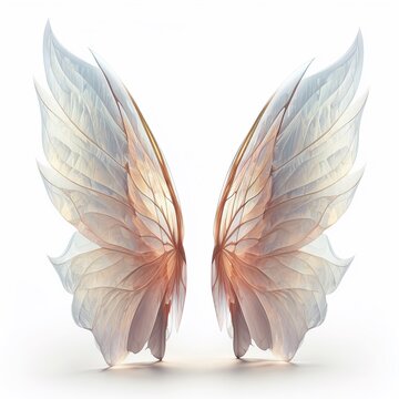 A pair of fantasy fairy translucent wings isolated on white background.