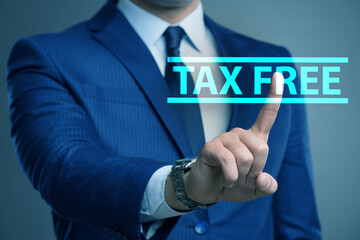 Tax free shopping concept with businessman