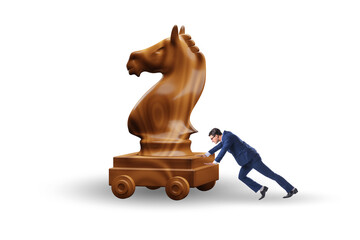 Businessman and trojan horse in trap concept