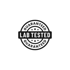 Lab Tested Label Seal or Lab Testing Label Seal Vector Isolated On White Background. The best lab tested seal vector for product packaging. Lab tested label vector for product design.