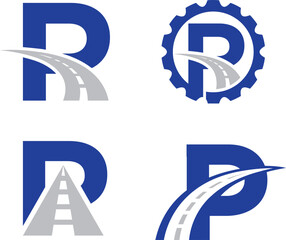 P letter with road logo, road icon, highway, roadway, path icon, logo design vector 2023