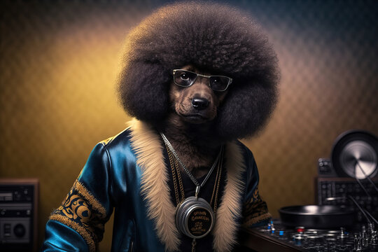 ool dog djing, generative AI.