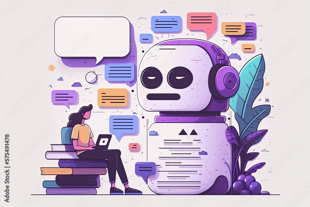 Aufkleber concept of a chatbot. the gpt chat app uses nlp to have conversations with its users. it's useful fo