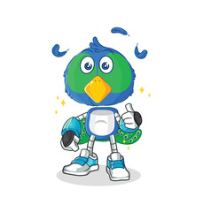 peacock robot character. cartoon mascot vector