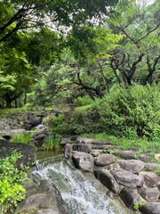 The view of the stream in Namsan Hanok Village in Seoul, Korea