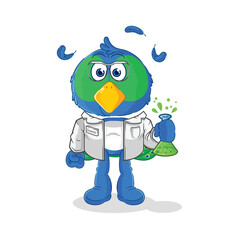 peacock scientist character. cartoon mascot vector