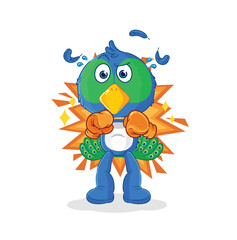 peacock boxer character. cartoon mascot vector