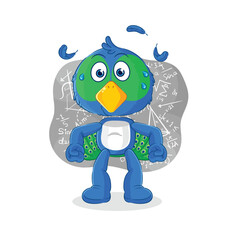 peacock thinking hard vector. cartoon character