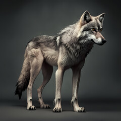 gray wolf in the wild. Generative AI