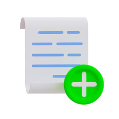 Fototapeta premium 3d insert file. add paperwork. document with a green add sign. 3d illustration.