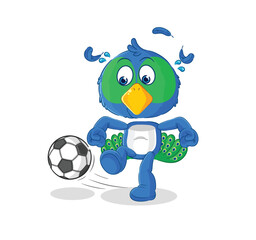 peacock kicking the ball cartoon. cartoon mascot vector
