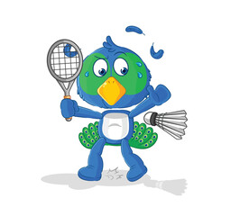 Obraz premium peacock playing badminton illustration. character vector