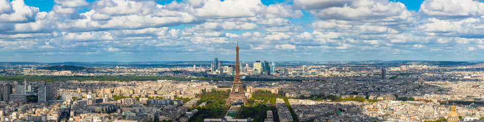 Naklejka premium Aerial view of Paris with Eiffel Tower, France