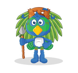 peacock tribal man mascot. cartoon vector