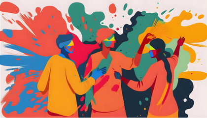 Obraz na płótnie Canvas Colorful Celebrations at Holi Festival in India