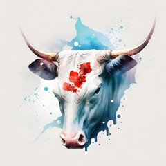 Cow logo japanese watercolour style made with Generative AI