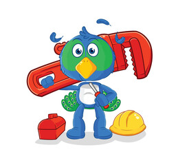 peacock plumber cartoon. cartoon mascot vector