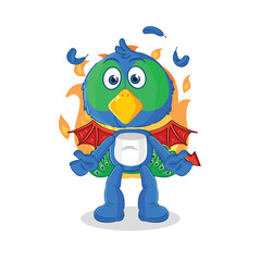 peacock demon with wings character. cartoon mascot vector