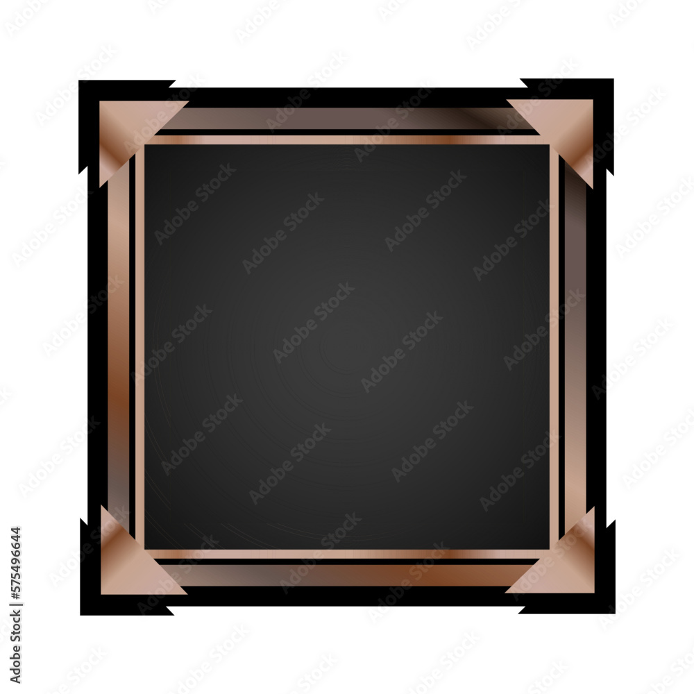 Poster square ui game frame. empty frame for apps. bronze frame icon vector illustration isolated on white 