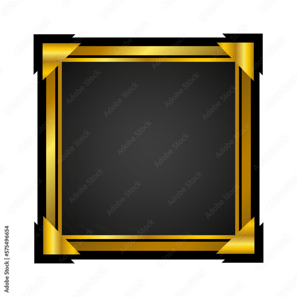 Poster square ui game frame. empty frame for apps. gold frame icon vector illustration isolated on white ba
