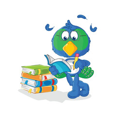 Fototapeta premium peacock studying mascot. cartoon vector