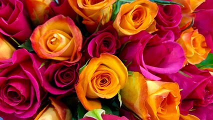 bouquet of  colorful roses - desktop wallpaper 
