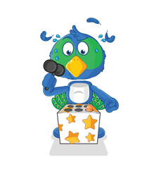 peacock play whack a mole mascot. cartoon vector