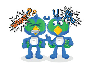 peacock arguing each other cartoon vector