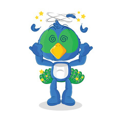 peacock dizzy head mascot. cartoon vector
