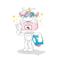 unicorn yawn character. cartoon mascot vector