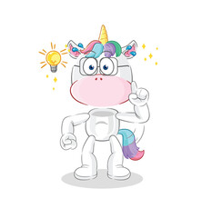 unicorn got an idea cartoon. mascot vector